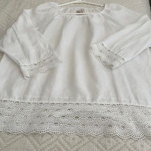 J. Crew white linen top.